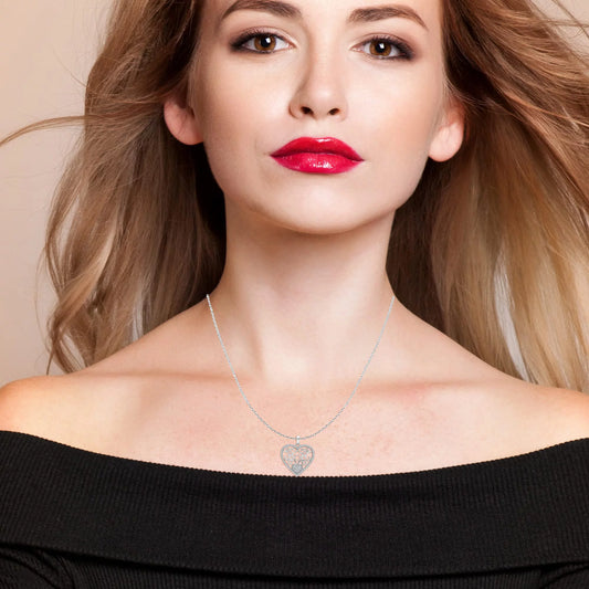 925 Sterling Silver Light-Weight CZ Filigree Heart Pendant Necklace Jewelry Gifts for Women and Teen 18" Inch