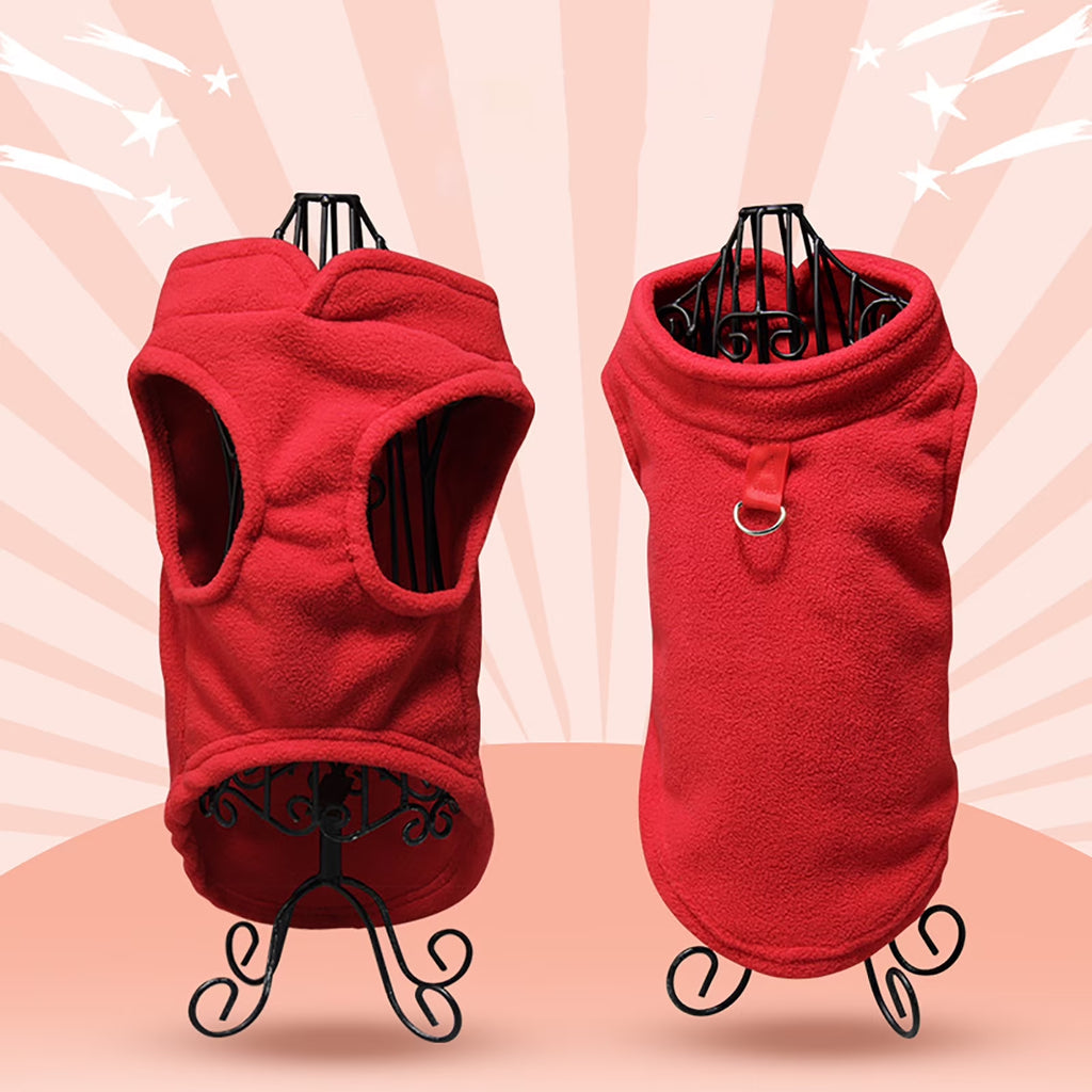 Dog Sweater Winter Fleece Soft, Small Dog Sweatshirt, Red, Size M