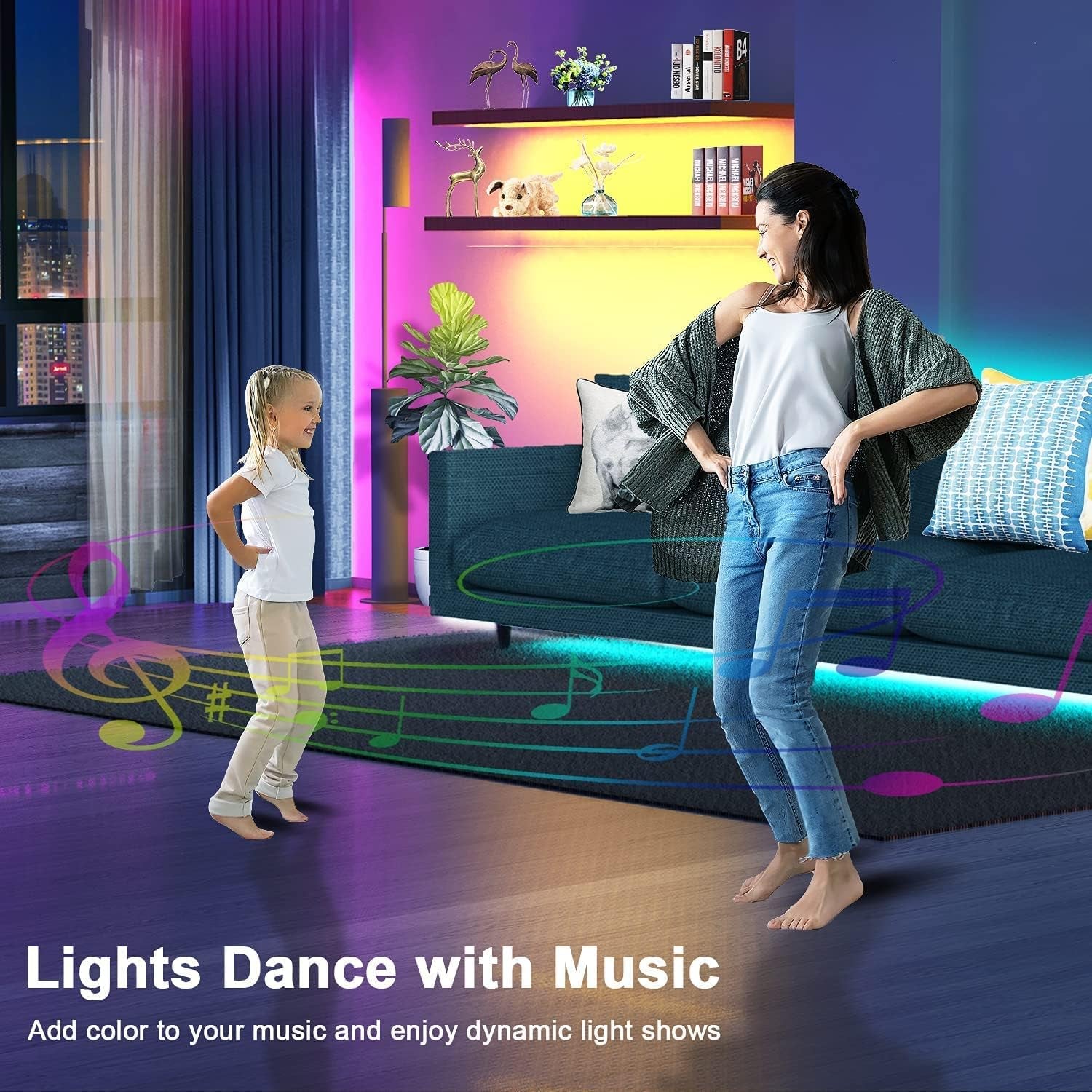 Tenmiro Smart APP Control Music Sync RGB Color Changing Led Strip Lights - 30Ft for Bedroom, Kitchen and Party