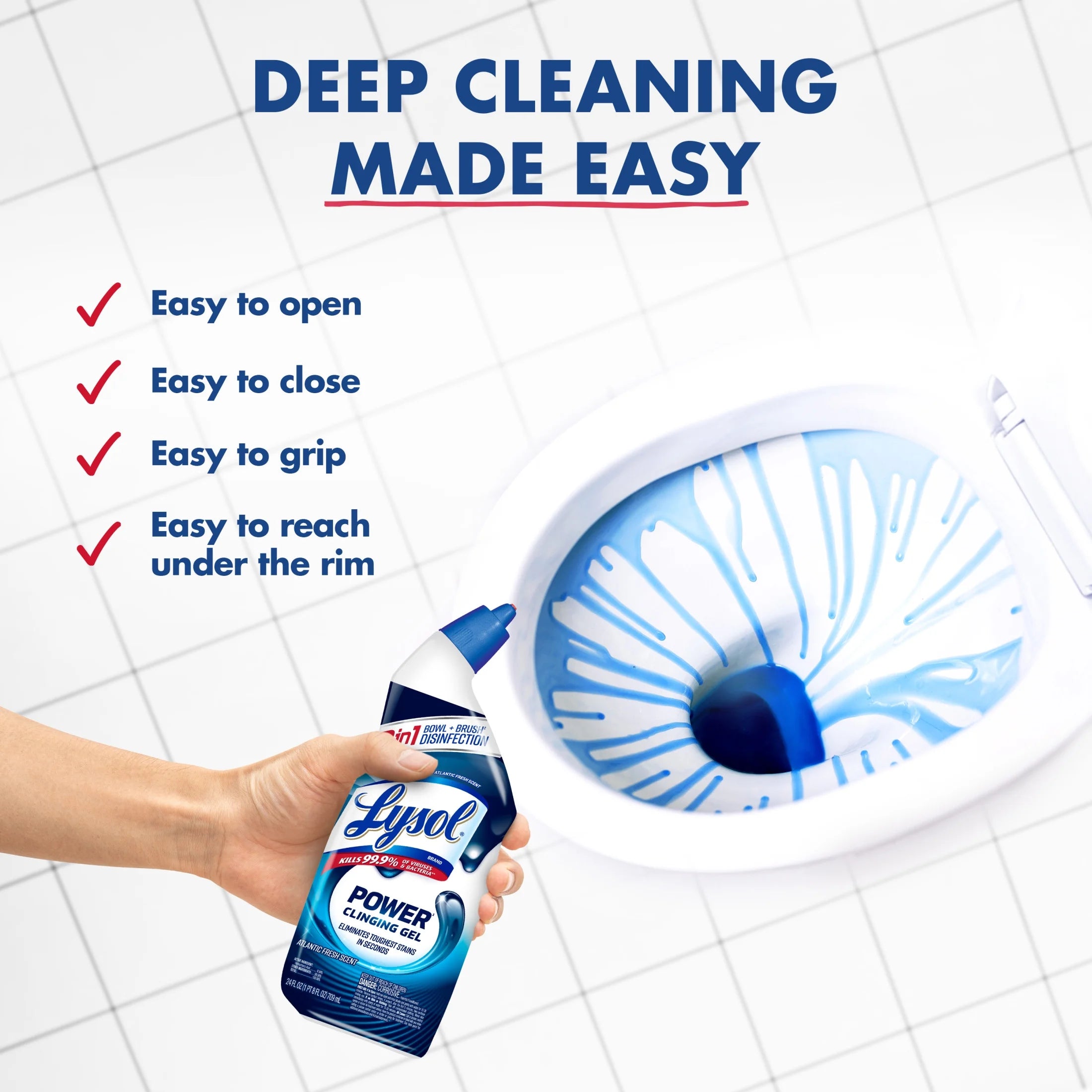 Power Toilet Bowl Cleaner Gels, Atlantic Fresh, 24 Fl Oz