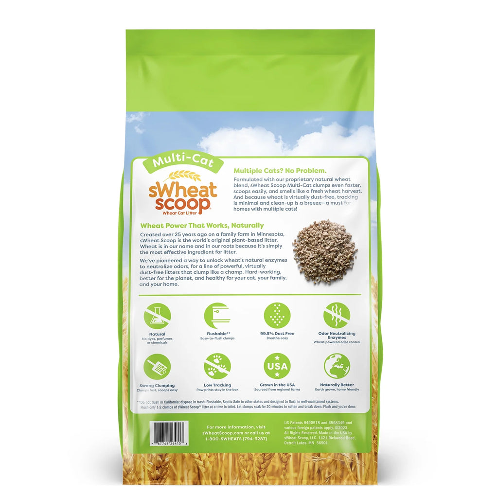 Multi-Cat Natural Clumping Wheat Cat Litter, 15Lb