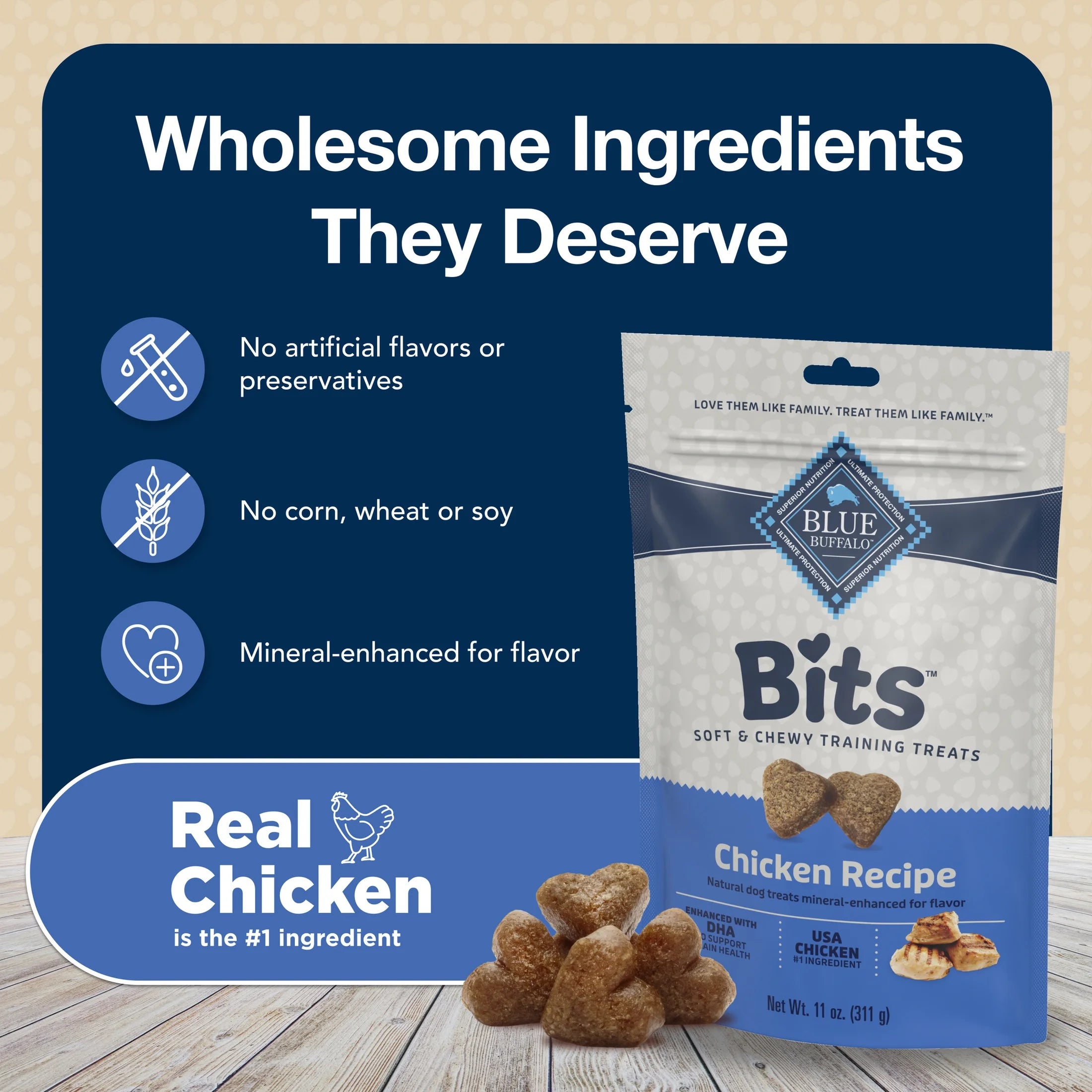 Bits Soft Dog Treats for Training, Enhanced with DHA, 11-Oz. Bag
