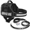 Industrial Puppy Service Dog Vest with Hook and Loop Straps & Matching Service Dog Leash Set - Harnesses from XXS to XXL - Harness Features Reflective Patch and Comfortable Mesh Design