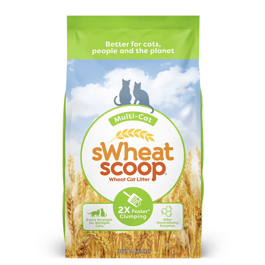 Multi-Cat Natural Clumping Wheat Cat Litter, 15Lb